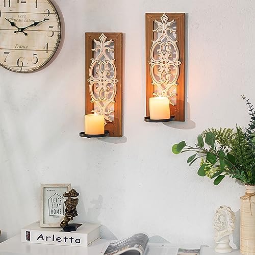 Walasis Farmhouse Candle Sconces Wall Decor Set of 2