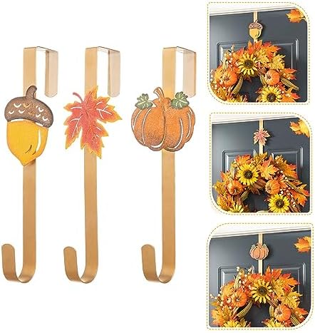 Glitzhome 3 Pack Glitter Acorn Leaf Pumpkin Wreath Hangers