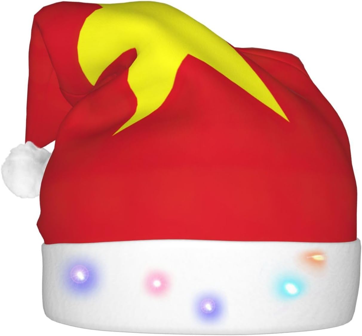 Vietnamese Flag Print Christmas Hat with LED Lights