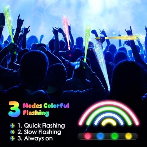 48PCS Fiber Optic Glow Sticks LED Light Up Wand