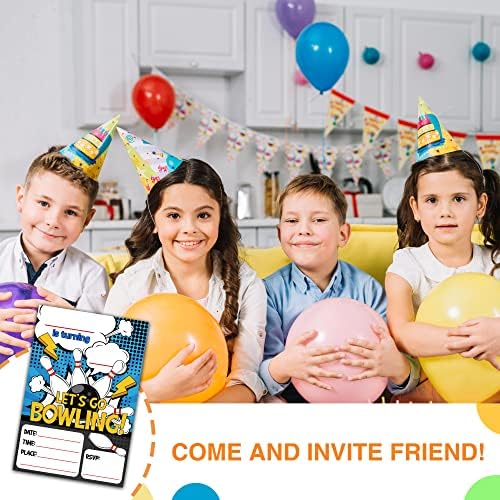 DETIHO 4x6 Bowling Birthday Invitations 20 Sets