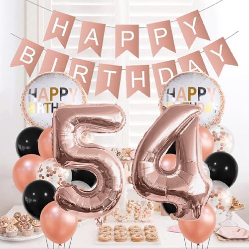 Rose Gold 54th Birthday Foil Balloon Decorations
