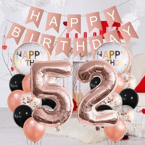 Rose Gold 52 Birthday Foil Balloons Decorations