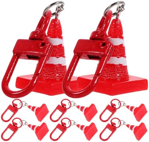 8Pcs Fun Traffic Cone Keychains - Vibrant Design