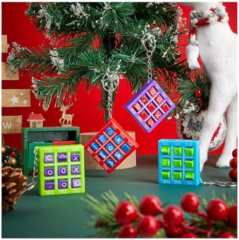 Hicarer Tic Tac Toe Keychain Set 8pcs Blue Purple Red Green