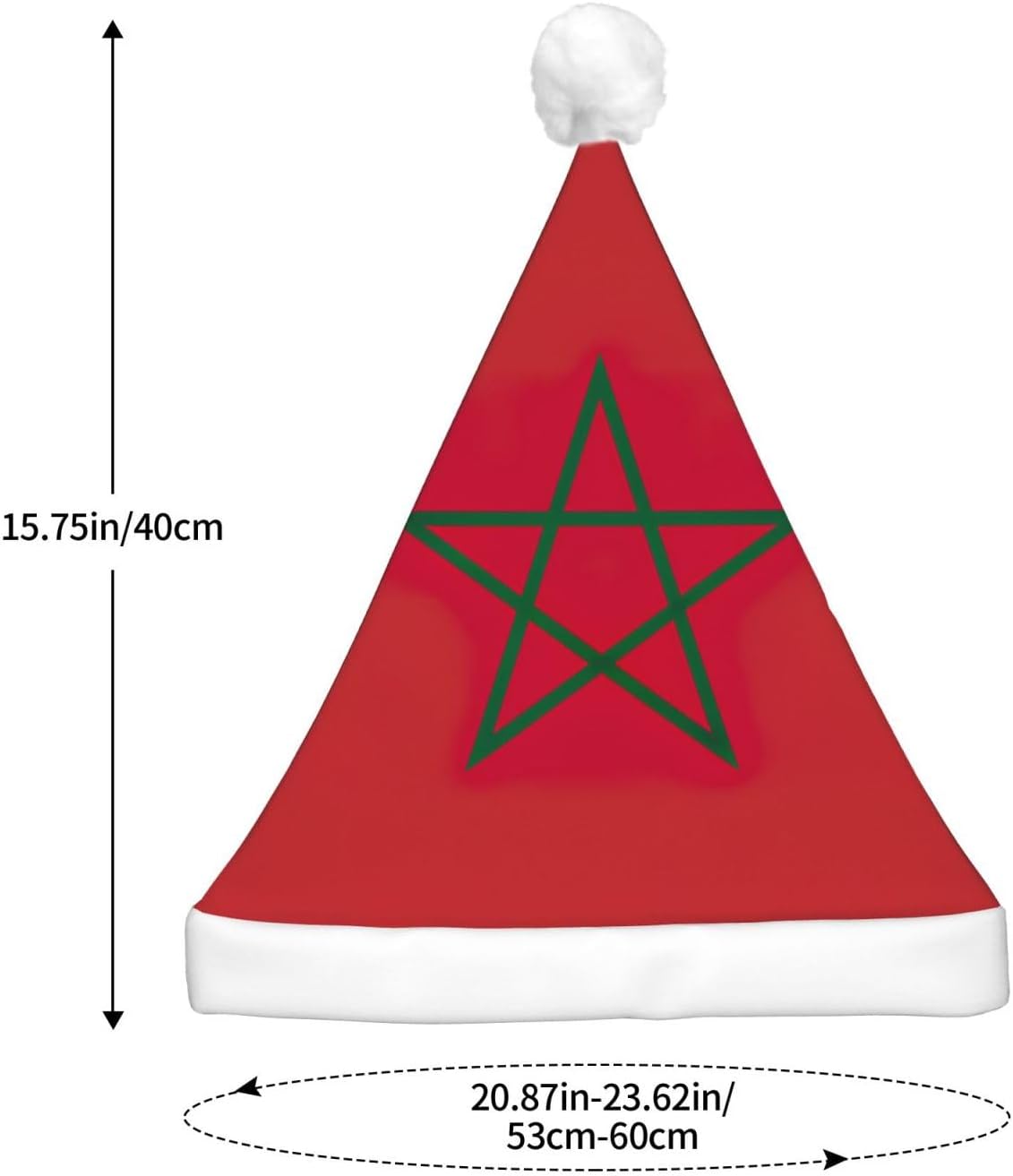 Morocco Flag Print Christmas Hat with LED Lights