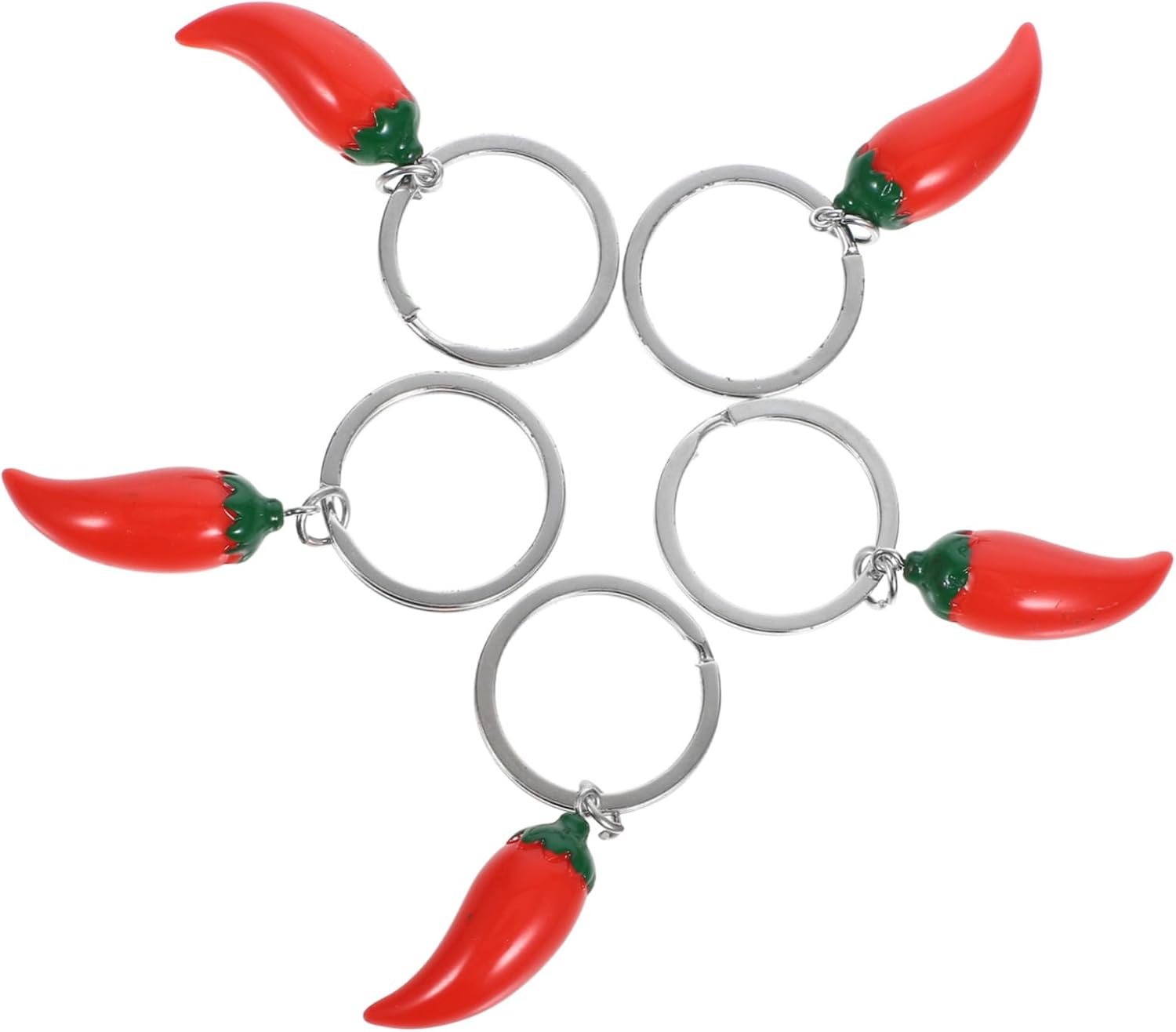 5PCS Simulation Chili Pepper Keychain Set for Backpack and Car Keys