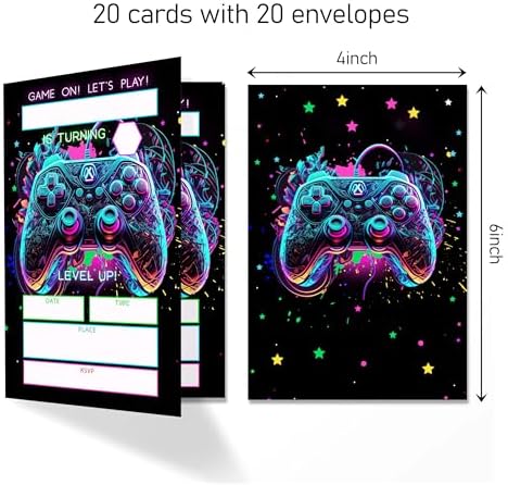 4x6 Gamer Birthday Invitations with Envelopes