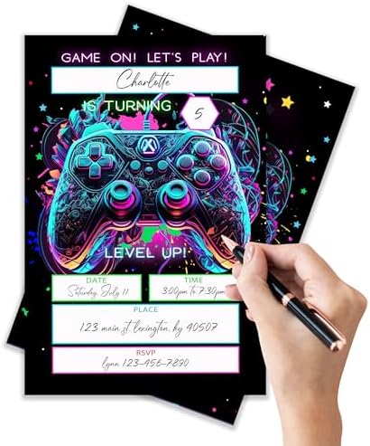 4x6 Gamer Birthday Invitations with Envelopes