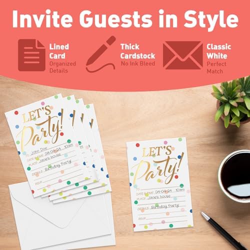 Sweetzer Orange Set of 25 Polka Dot Party Invites