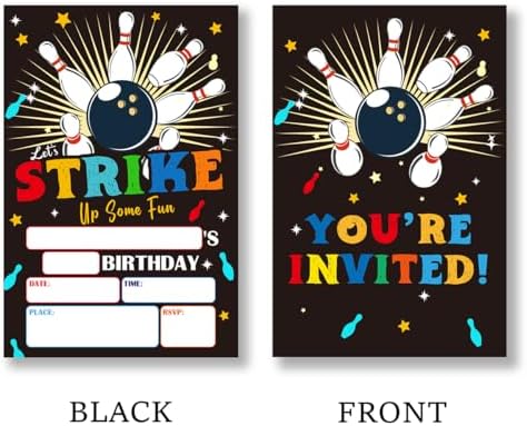 Bowling Theme Birthday Invitations Set of 20 with Envelopes