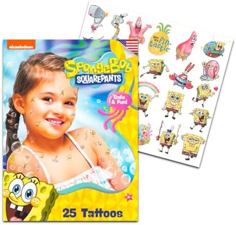 Spongebob Birthday Invitations Set with 24 Cards and Tattoos