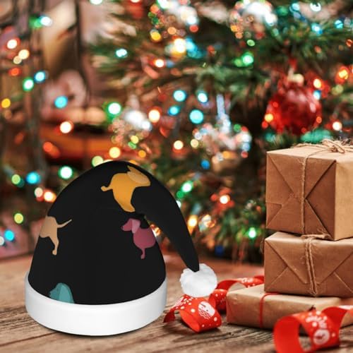 Cute Dachshound Christmas Hat with LED Lights