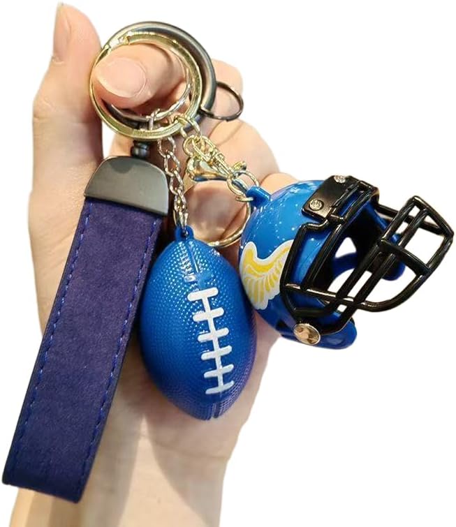 2 Pack Football Helmet and Ball Keychain Set for Football Fans