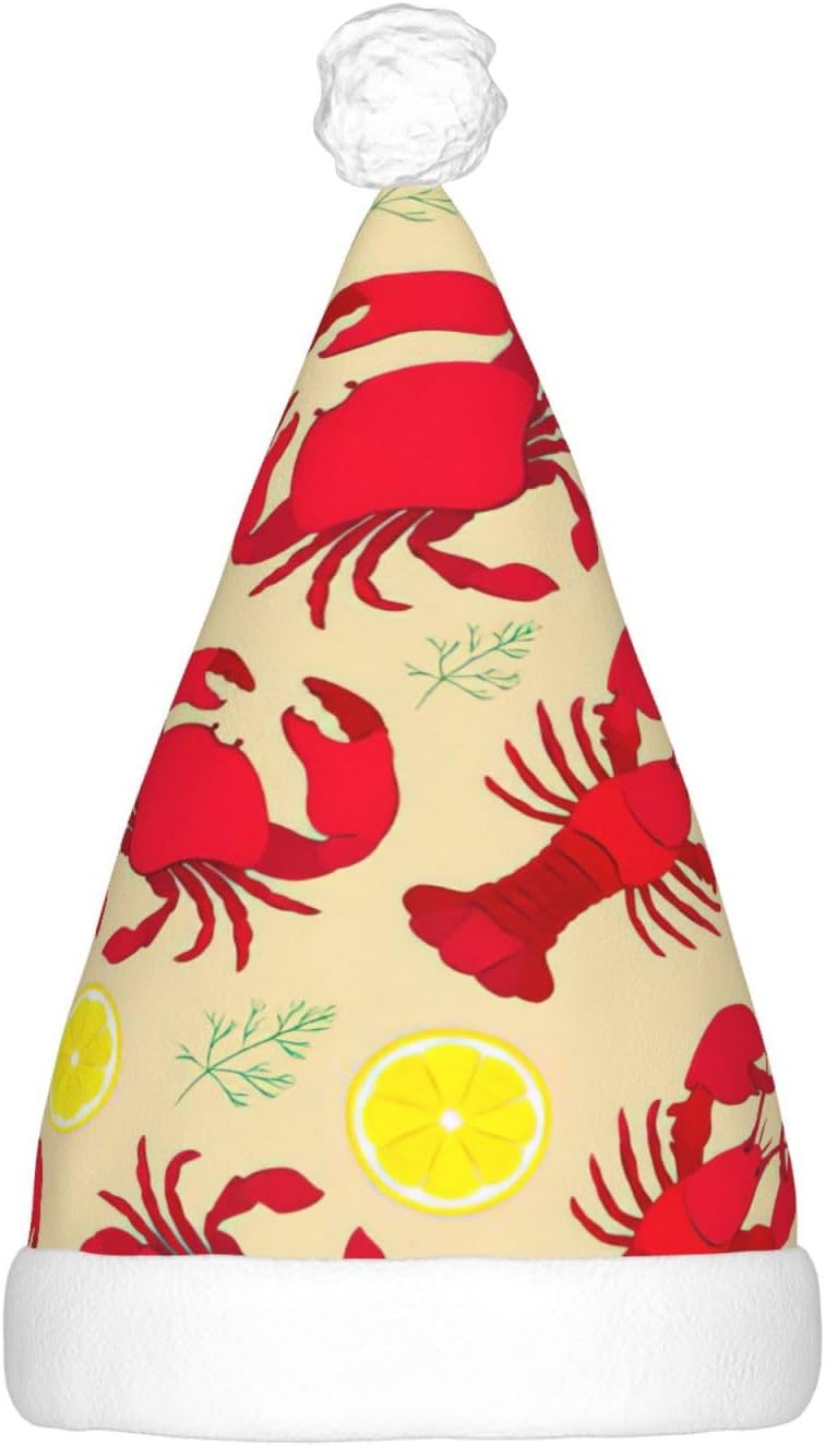 Lobster Crab Print LED Christmas Hat for Adults