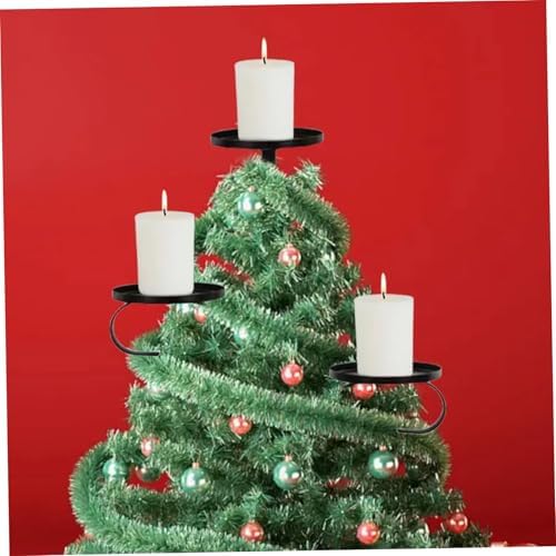 Black Candle Holder Triple Christmas Tree Topper Stand