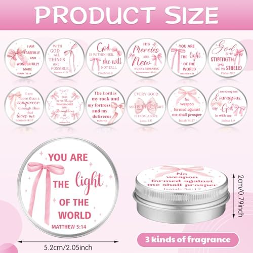 36 Bible Verse Scented Candle Tins with Lids