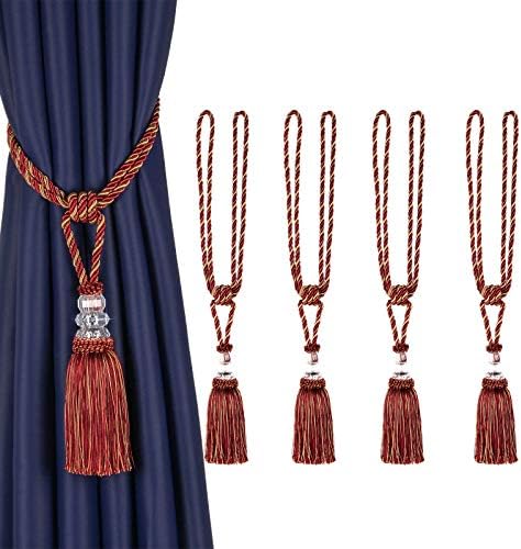 BEL AVENIR 4 Pack Crystal Curtain Tiebacks with Tassels