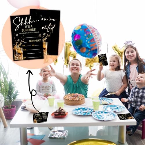 Shhh Its A Surprise Birthday Party Invitation Cards Set