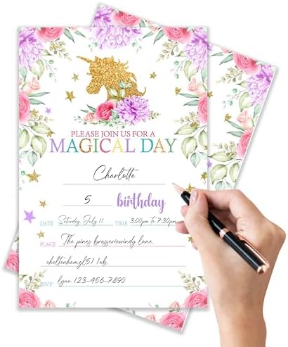 4x6 Magical Birthday Invitations for Girls