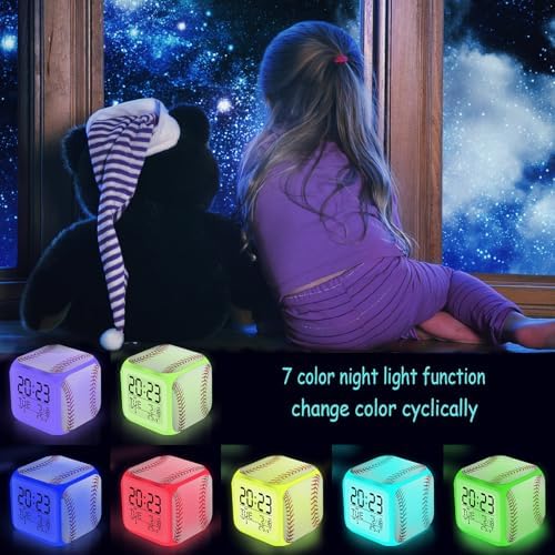 Baseball Alarm Clock with Color Changing Nightlight