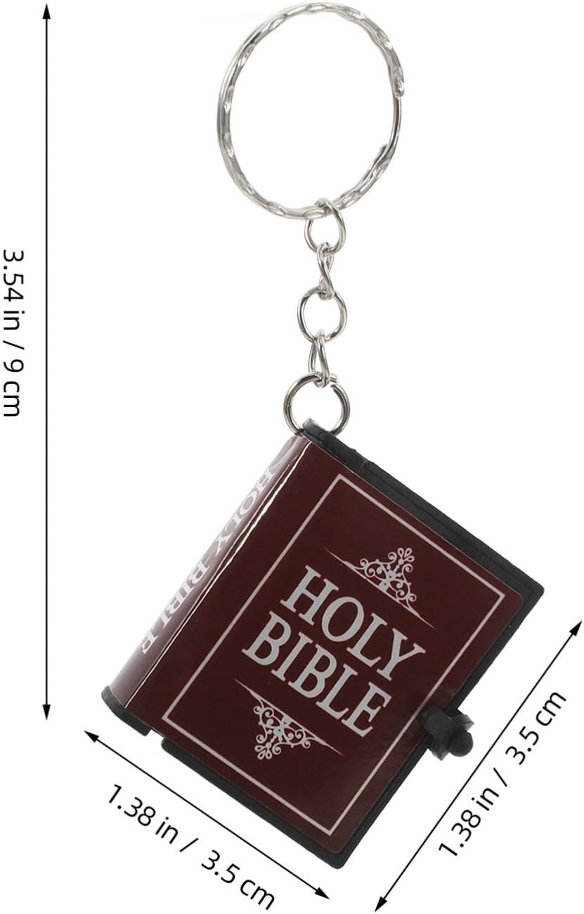 4pcs Miniature Bible Keychain Set with English Verses