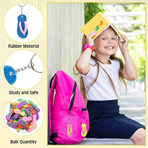 100 Pcs Fun Flip Flop Key Chains for Kids