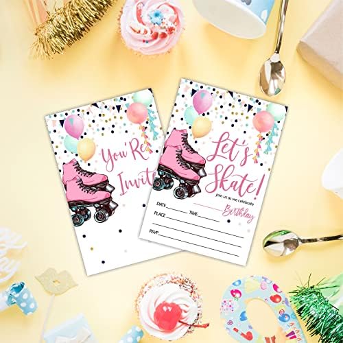 Lets Skate Birthday Invites with Envelopes