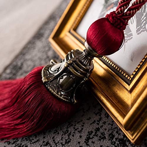 Melodieux Decorative Curtain Tiebacks Red Antique Tassels Set of 2