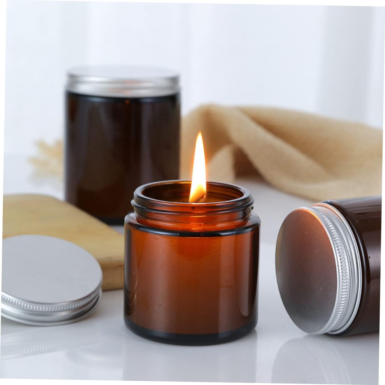 VILLFUL 10pcs Scented Candle Jar Lid Glass Perfume Bottle Aroma Container