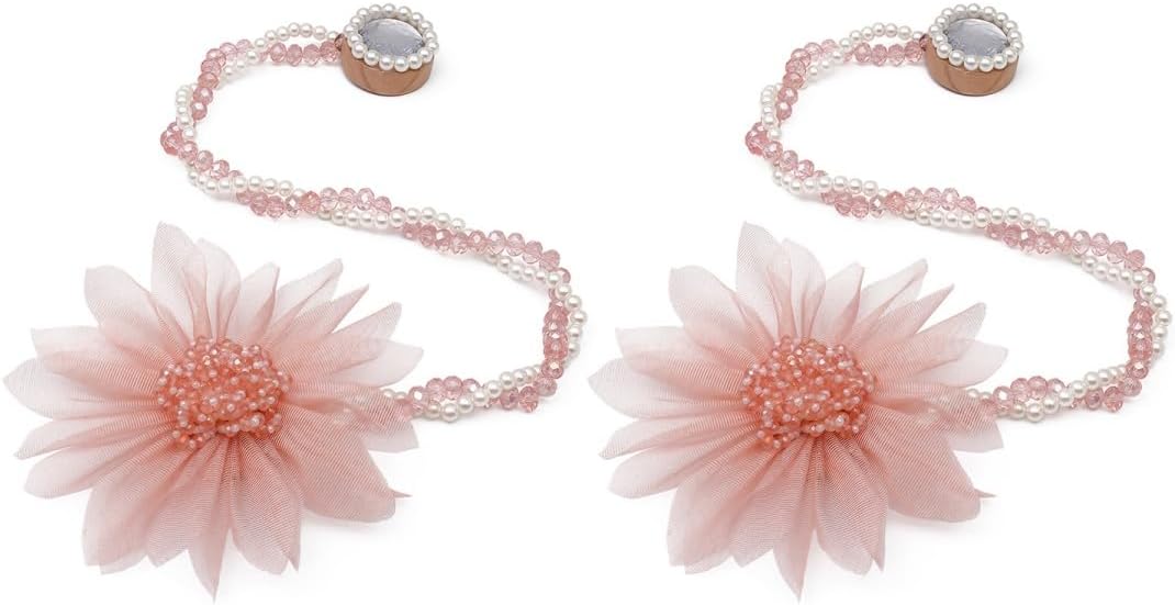 SUQ I OME Crystal Flower Magnetic Curtain Tieback Holdback - Pink