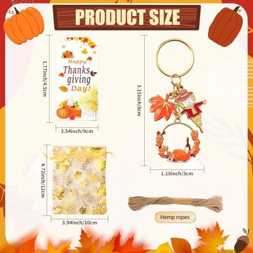 20 Sets Thanksgiving Keychains with Cards and Bags