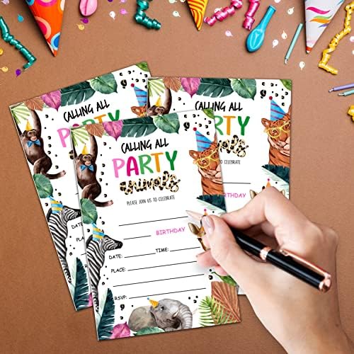 Safari Jungle Animals Birthday Invitations Set of 20
