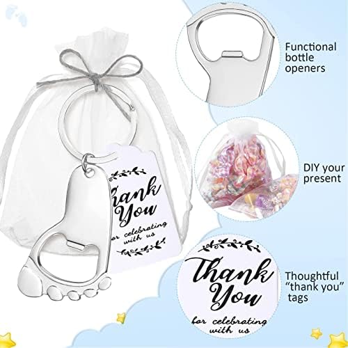 24Pcs Baby Footprint Keychain Bottle Opener