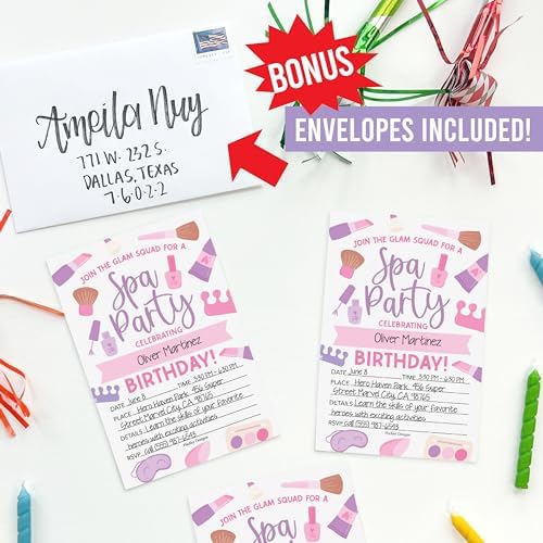 Hadley Designs 15 Glam Kids Spa Birthday Party Invitations for Girls 1