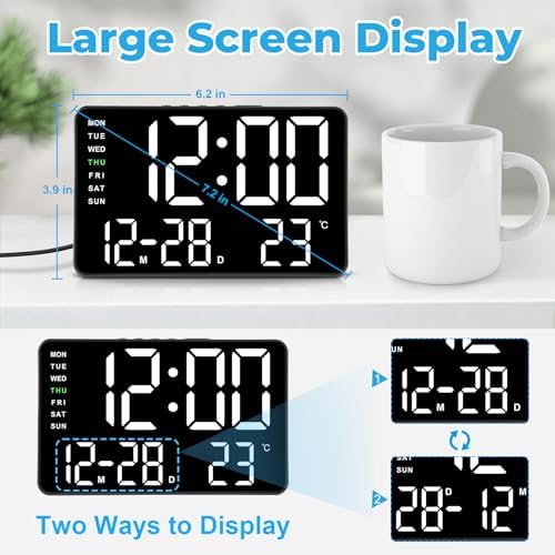 Amgico Digital Clock with Dual Alarms and Snooze