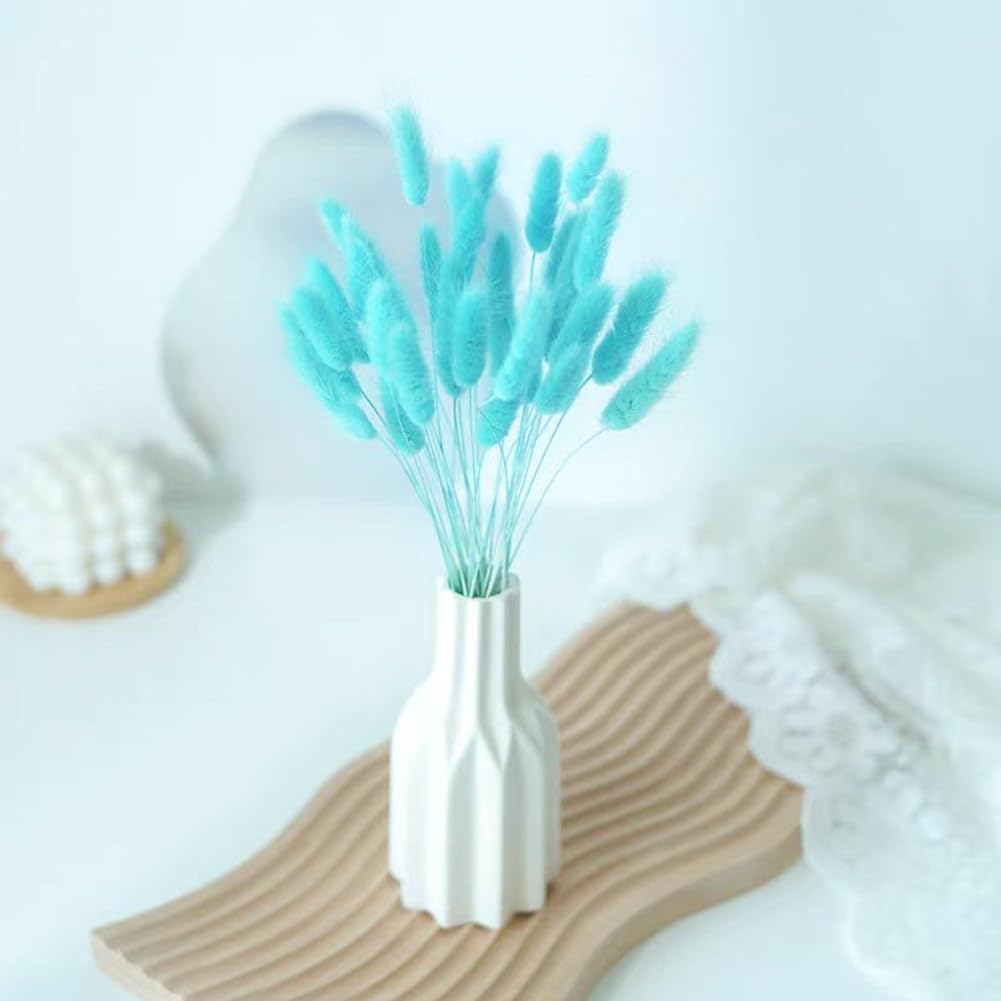 Turquoise Dried Bunny Tails 120pcs for Decor and Crafts