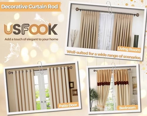 USFOOK Bronze Curtain Rods 32-58 Inches Splicing Design