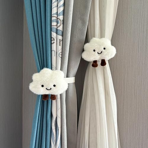 Cute Cloud Puffy Curtain Tieback 2pcs Pink