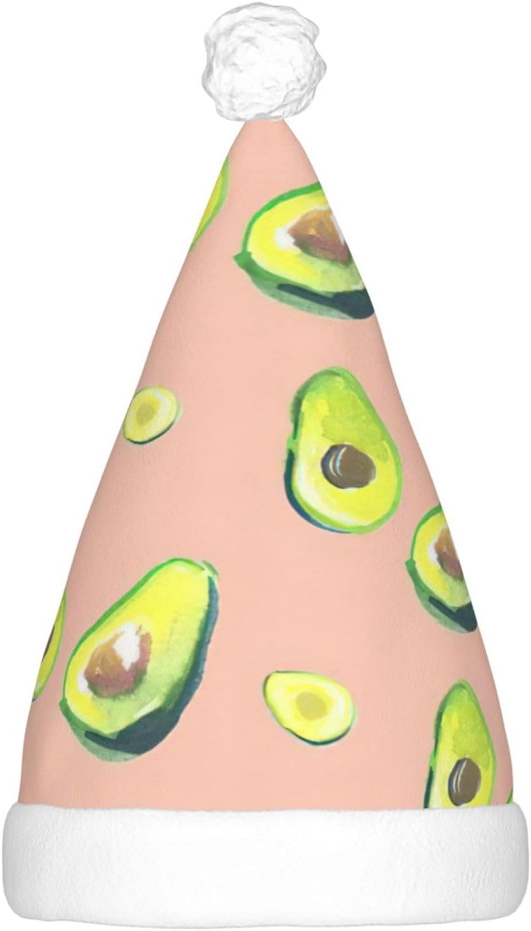 Many Avocado Print Christmas Hat with LED Lights