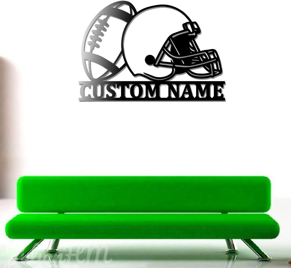 Custom Football Helmet Metal Wall Art with LED Lights