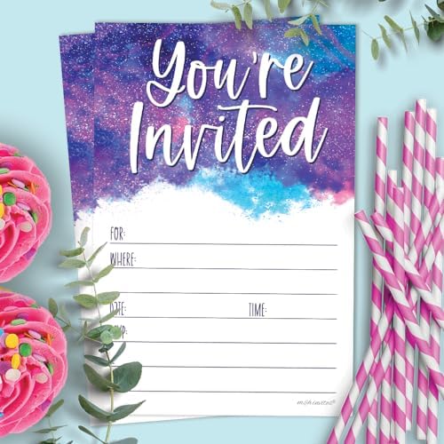 Galaxy Birthday Invitations With Envelopes 20 Count Outer Space Theme