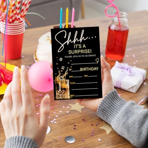 Shhh Its A Surprise Birthday Party Invitation Cards Set