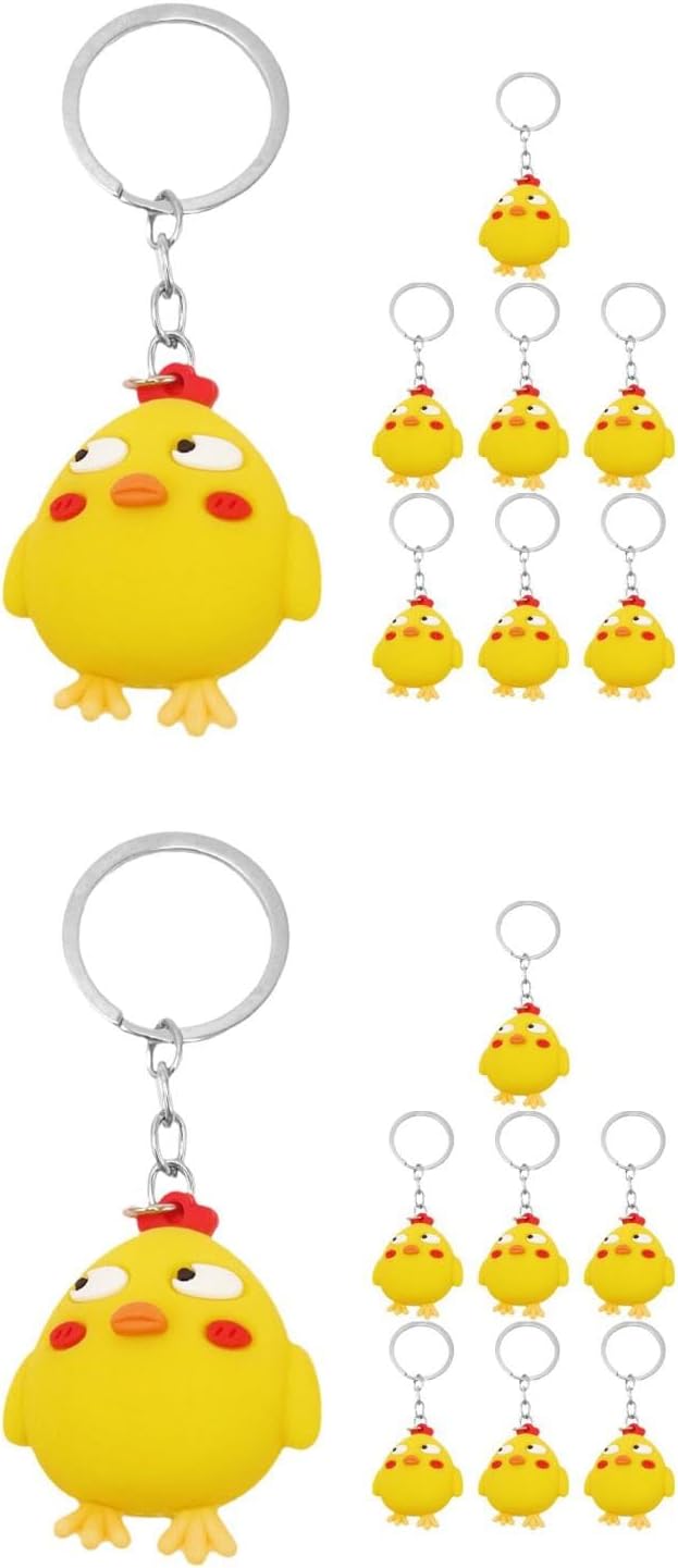 LOGOFUN 16PCS Funny Chicken Keychains for Bag Backpack Birthday Party Favors