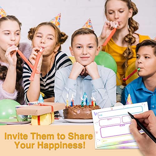 YSTEP Rainbow Birthday Invitations 20 Pack with Envelopes