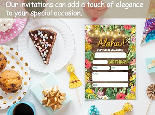 Tropical Summer Birthday Invitations with Envelopes