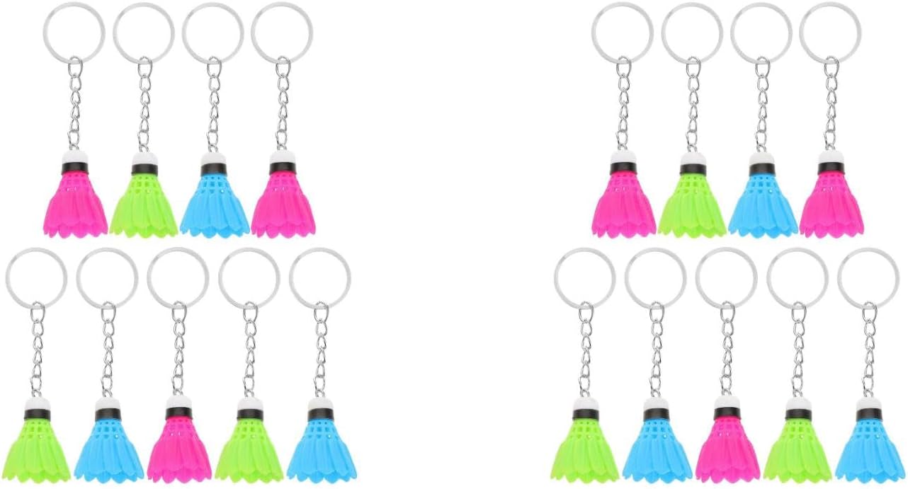 LOGOFUN 18PCS Mini Shuttlecock Keychain Set - 3 Colors