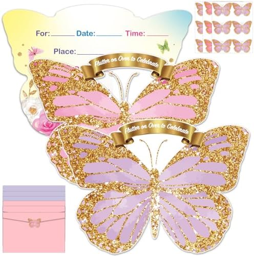 36pcs Butterfly Birthday Invitations with Envelopes