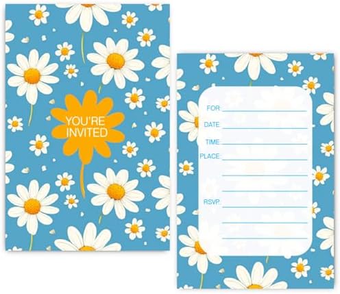 Daisy Flower Birthday Party Invitation Cards for Kids