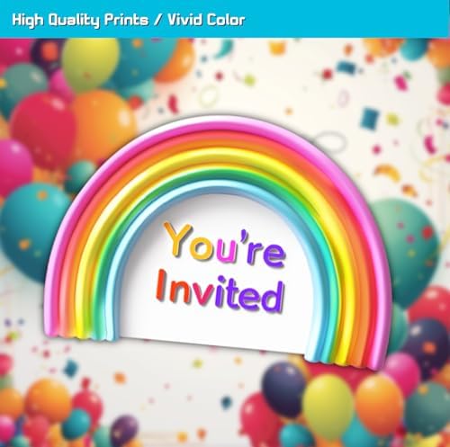 Boho Rainbow Birthday Party Invitation Cards